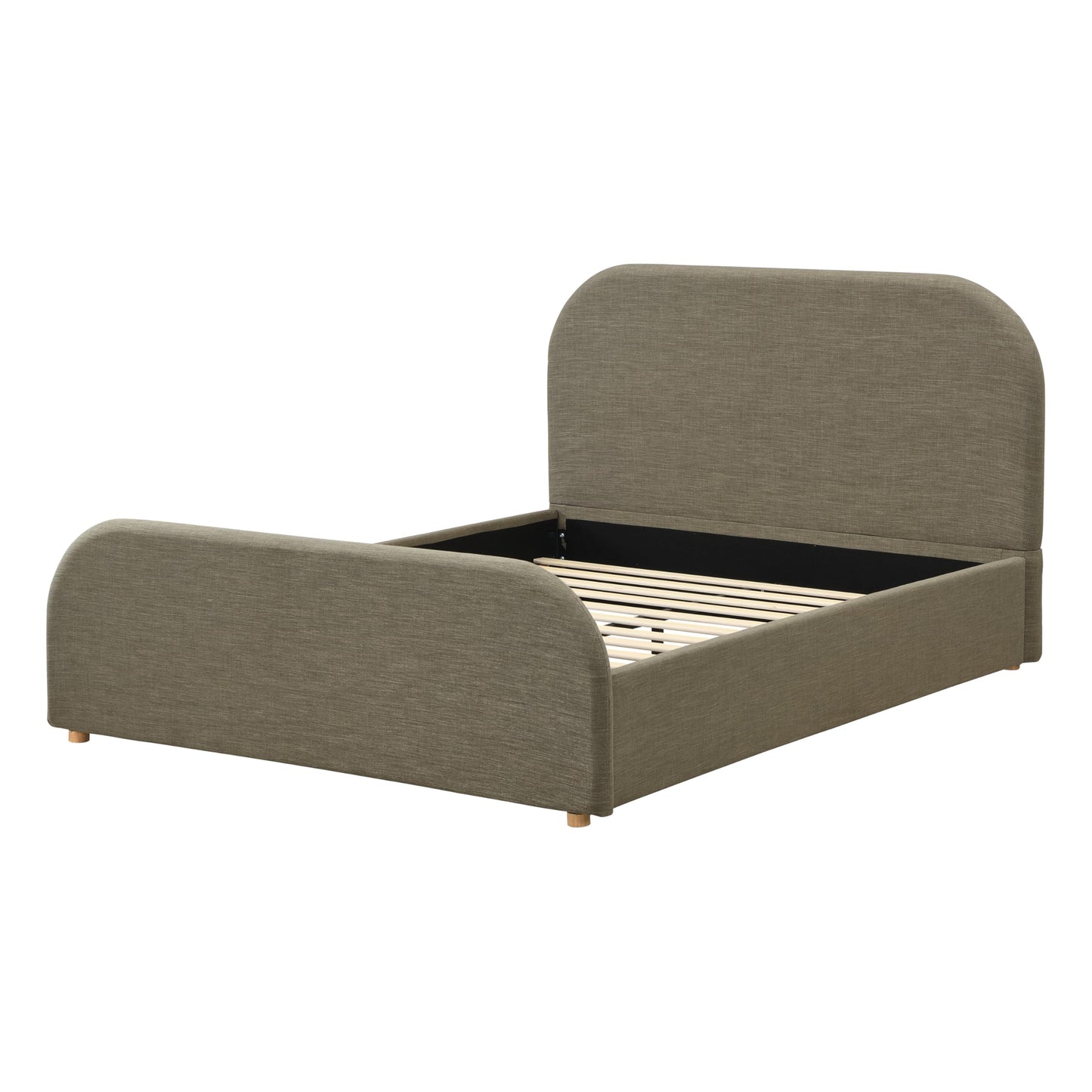 Christopher Knight Home Lanet Linen Upholstered Queen Size Bed Frame with Headboard, Modern Queen Bed Frame and Headboard, Wooden Slats Support, Easy Assembly, No Box Spring Needed, Olive Green
