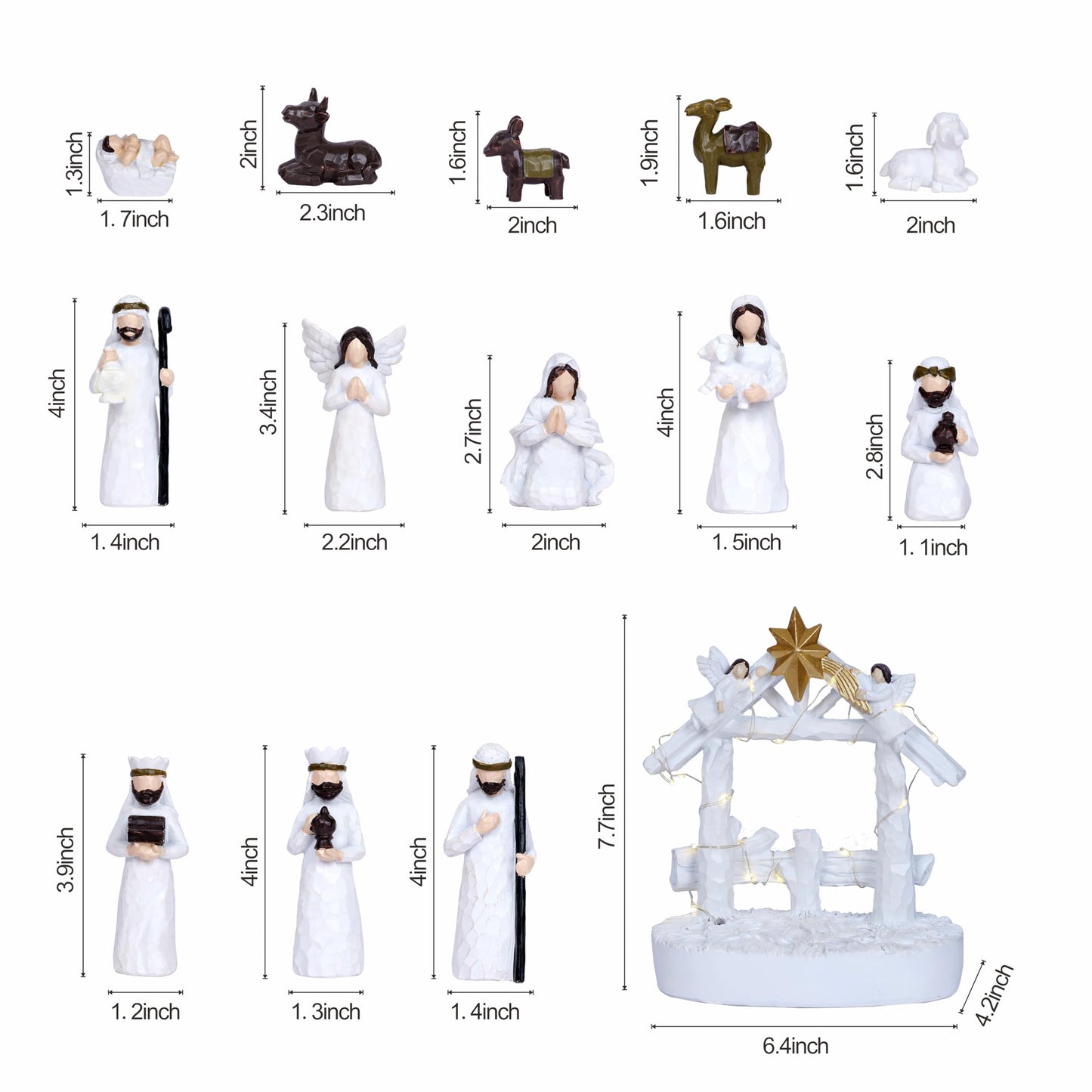 Christmas Nativity Scene Set 14 Piece Nativity Scene with Manger for Nativity Scene Indoor Decor Nativity Story Figures Nativity Set Decoration Mini Miniature Religious Christmas Holy Family Figurines