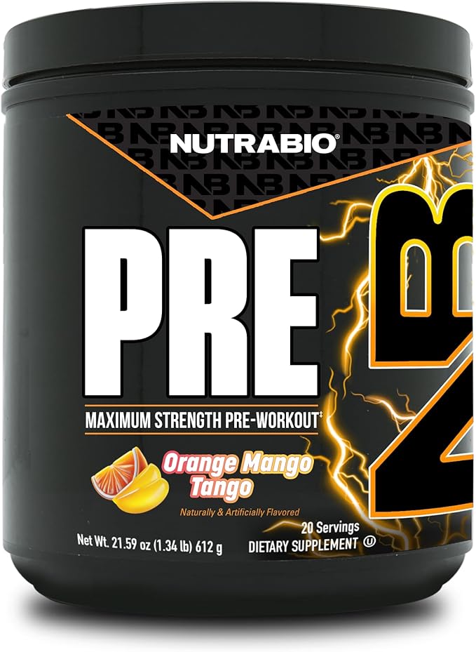 NutraBio Preworkout Powder, Orange Mango| Explosive Energy, Laser Focus, Extreme Pumps| Pre Workout for Men & Women| Performance, Endurance, Power Complex, Caffeine, Electrolytes