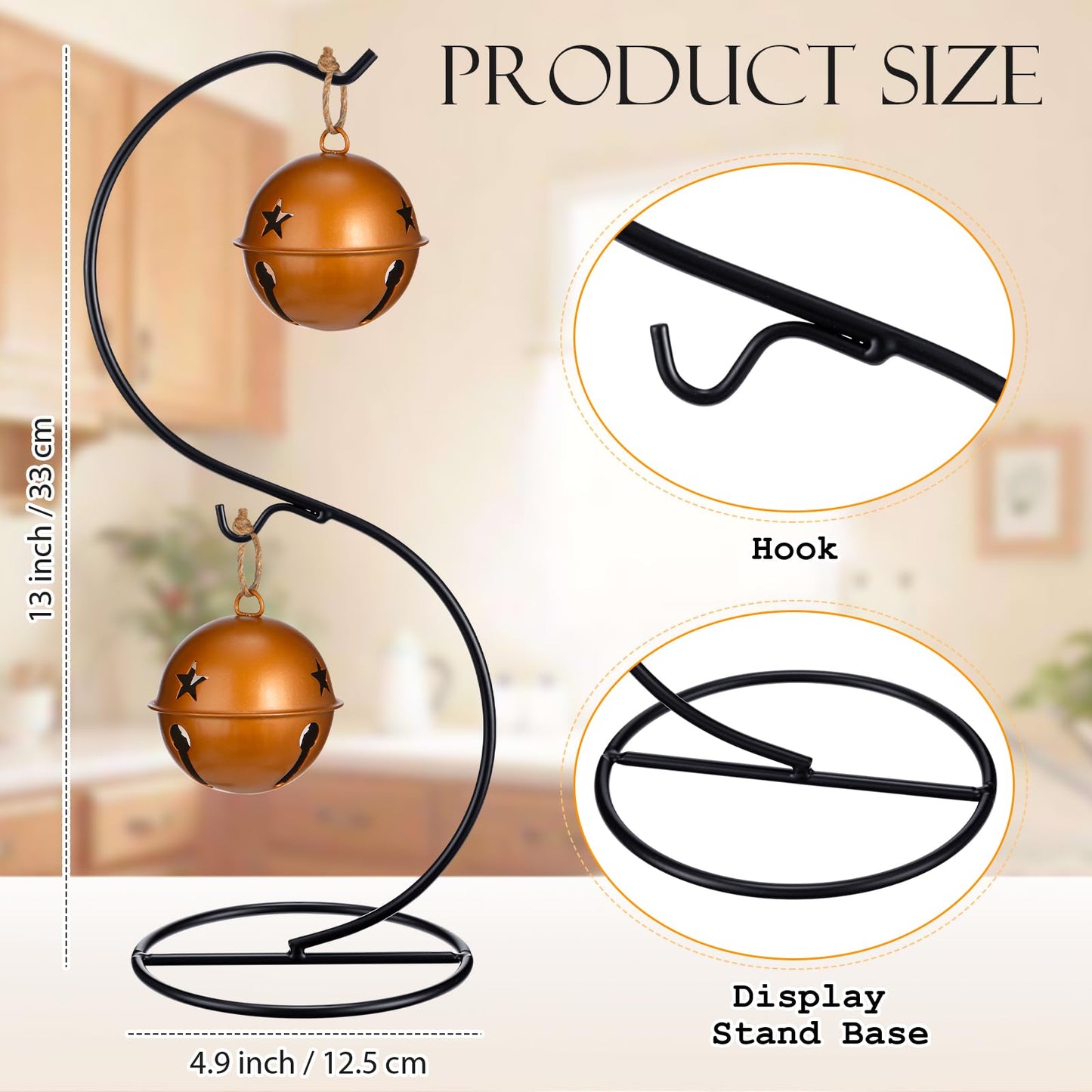 Tatuo 20 Pcs Ornament Display Stand Holder Hanger Stands Glass Ball Ornament Holder Metal Iron Hanging Hanger for Display Terrarium Air Plant(Elegant)