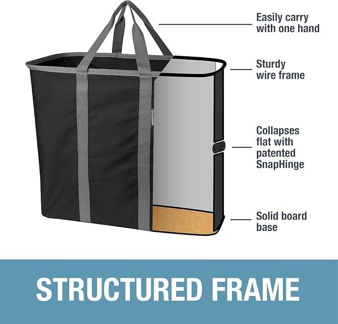 CleverMade Collapsible Laundry Caddy – Foldable Laundry Hamper & Tote, XXL 64L Pop-Up Laundry Basket with Handles, Space-Saving Laundry Organizer for Home & Travel, 2 Pack - Charcoal Gray