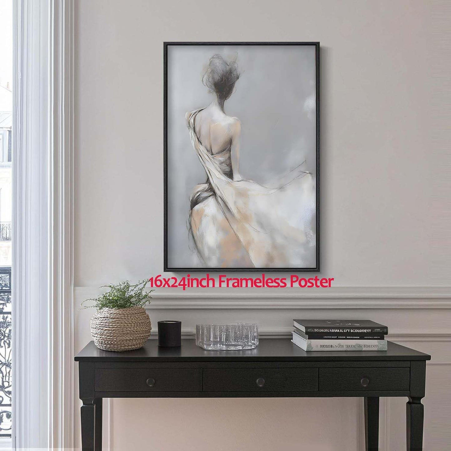 BACKYMRJCART Abstract Woman Silhouette Canvas Wall Art Grey Abstract Painting Lady Art Print Bathroom Wall Decor for Modern Living Room Office Woman Silhouette Painting 16x24in Unframed