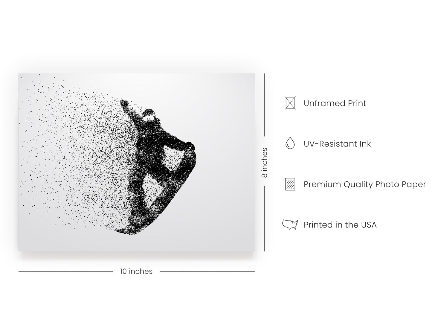 Summit Designs Snowboarding Wall Decor Art Prints - Particle Silhouette – Set of 4 (8x10) Inch Poster Photos Prints - Man Cave, Bedroom Decor - Kids Boys Girls Gift Idea
