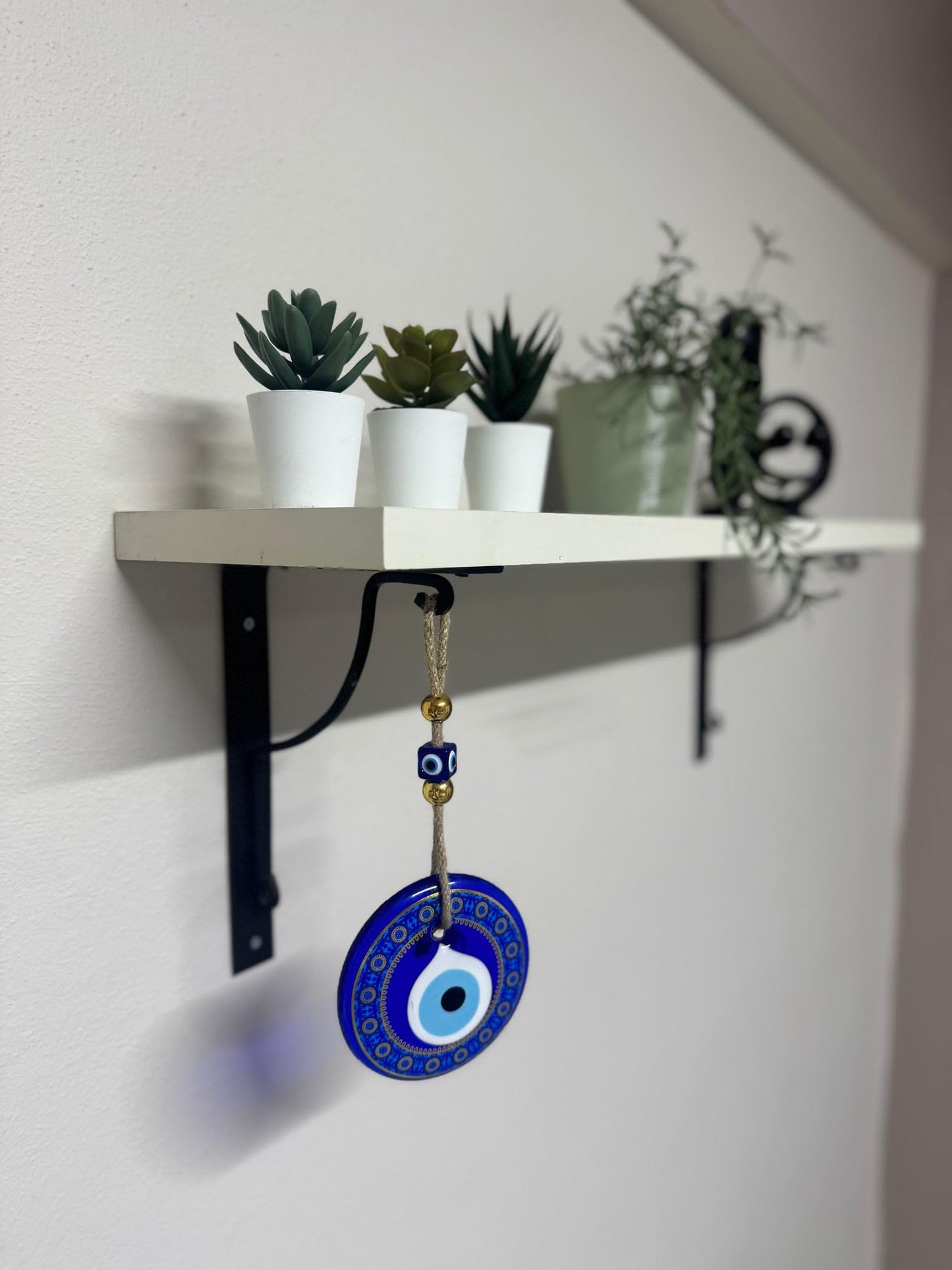 Casasofte Evil Eye 4.3 inch Hanging Wall Ornament – Handmade Blue Glass Amulet – Traditional Nazar Charm for Home, Office & Gifts (Star Design)