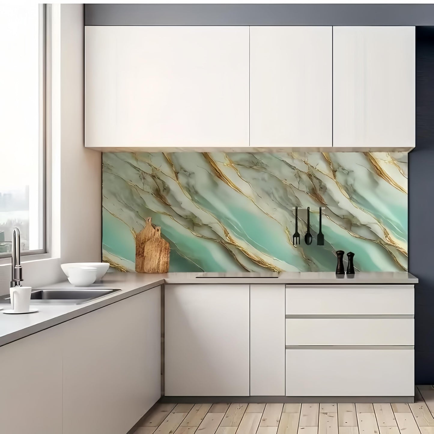 mwpqbd Wallpaper Kitchen Cooktop Oil Resistant Sticker Furniture Renovation Sticker Living Room TV Background Marble Texture Light Luxury Wallpaper Self-Adhesive (Marble Grain)