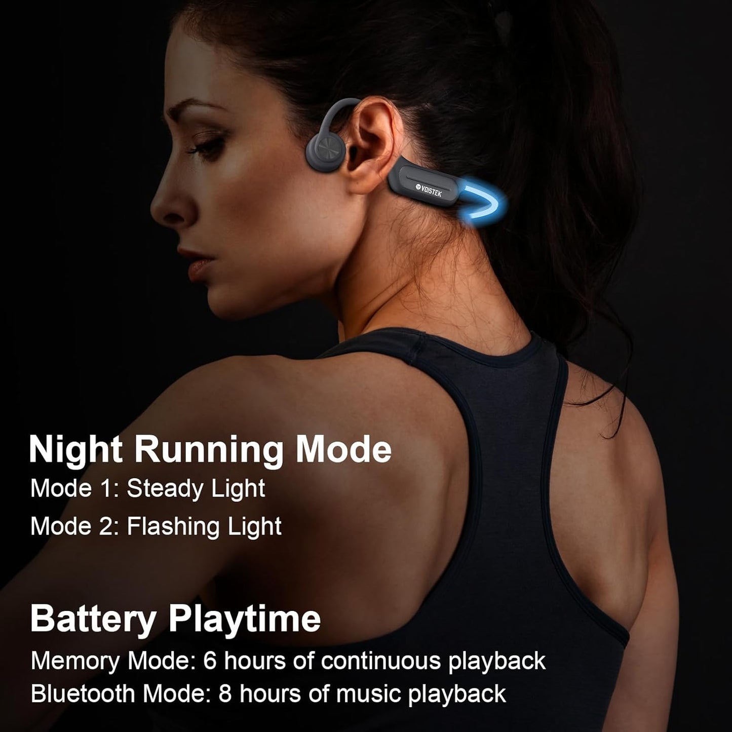 32GB MP3 Swimming,IP68 Voistek Bluetooth Bone Conduction Headphones with Mic,Built-in Player for Waterproof