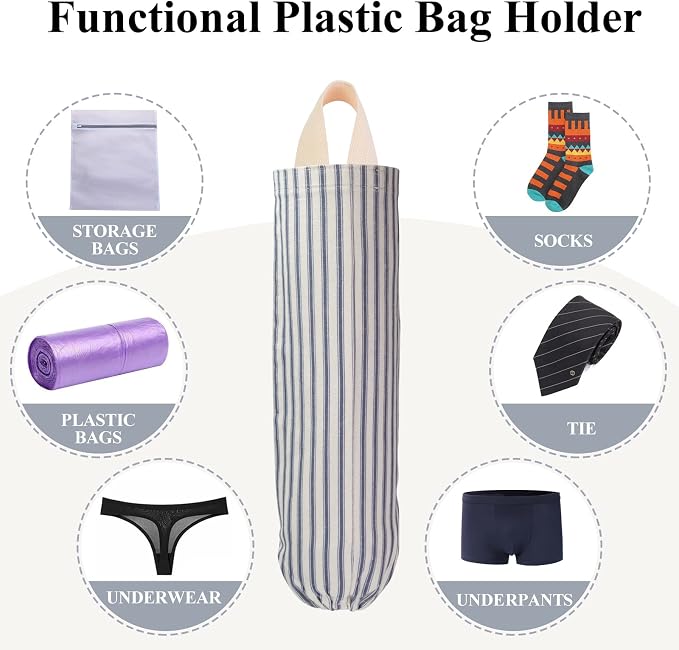 TOGETRUE Plastic Bag Holder, Wall Mount Grocery Bag Holder, Reusable Trash Bags Organizer for Home Kitchen Pantry Decor (Blue)
