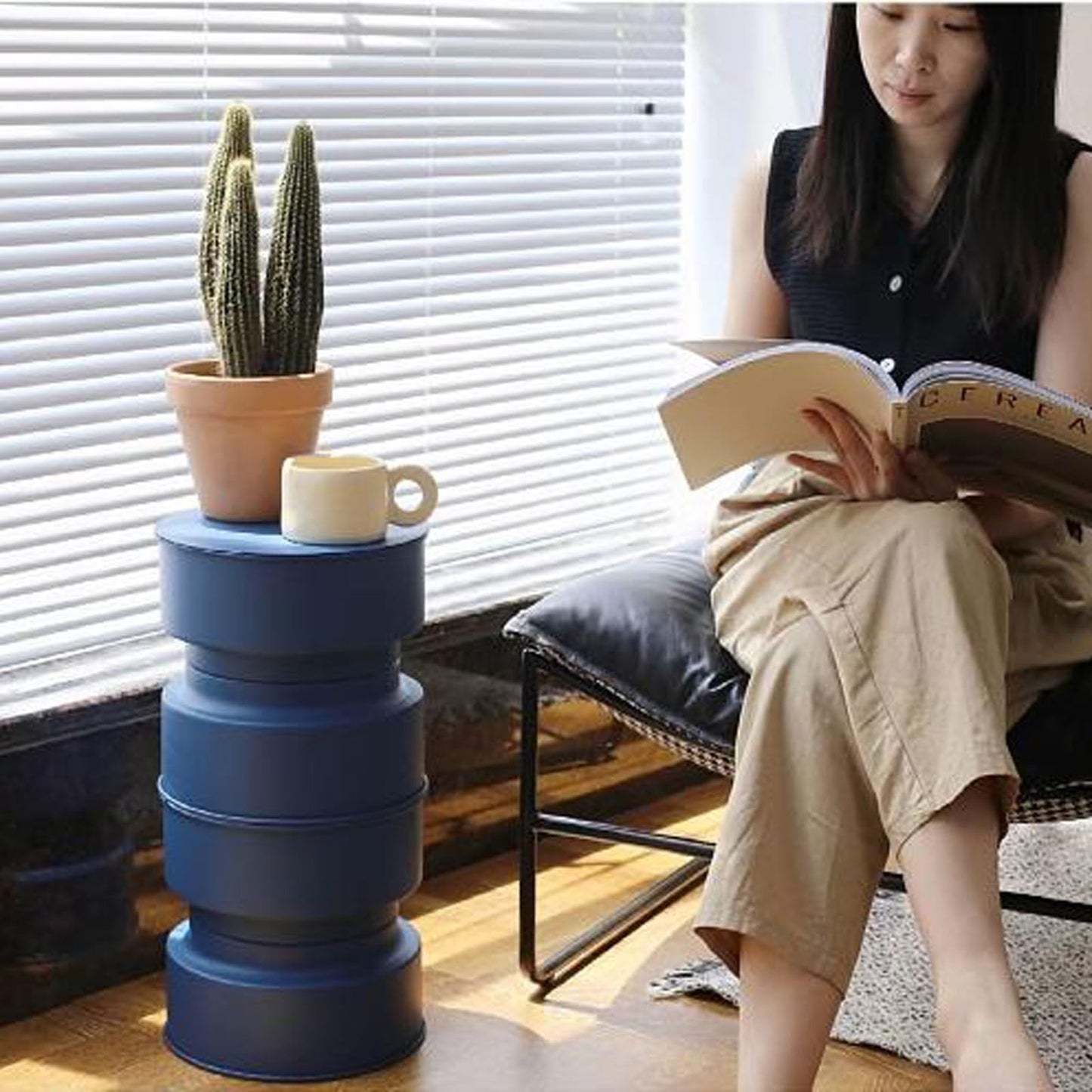 Displays Small Side Table Plant Stand Indoor, Metal for Flower Pots, Coffee Holder, Modern Home Decor Round End Snack Everyday