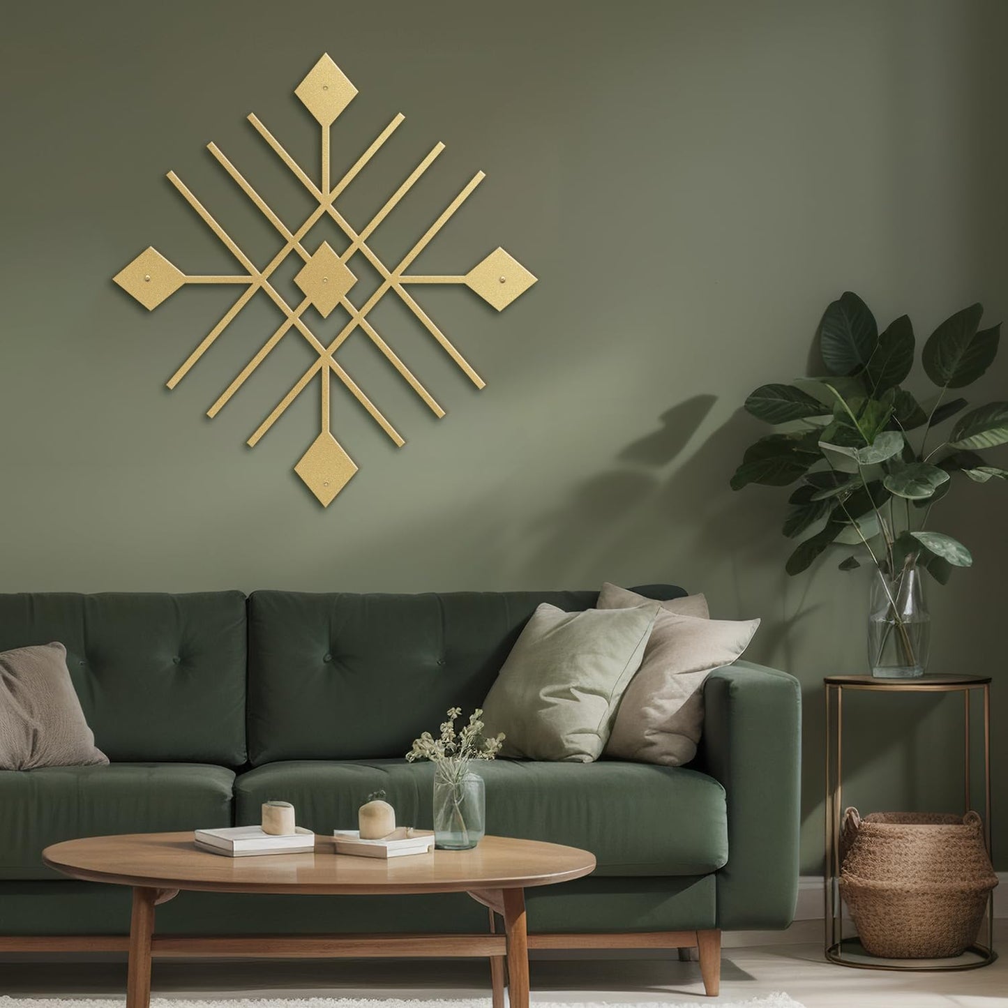 SIGNLEADER Metal Wall Decor Folk Symbol Mystery Minimalist Modern Luxury Wall Sculpture Hangings 3D Statue Home Decoration for Living Room, Bedroom, Bathroom, Kitchen, Fireplace, Office - 36" Gold
