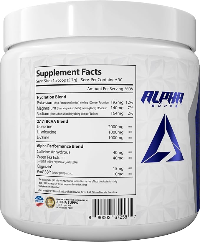 Amino NRG+ BCAA Amino Energy Recovery Powder - Hydration Blend with Electrolytes - Focus Blend for Optimal Performance Support in Men & Women (30 Servings, Juicy Grape)