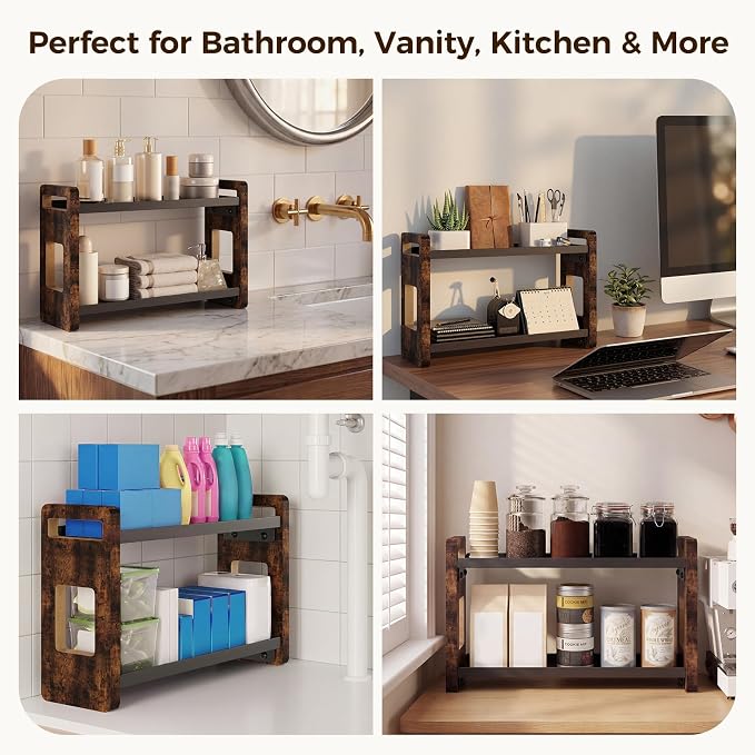 Bathroom Organizers and Storage,Bathroom Counter Organizer,Bathroom Counter Shelf,Bathroom Sink Organizer,Vanity Organizers,Vanity Storage,Perfume Display,Perfume Storages(Brown 2 Tier)