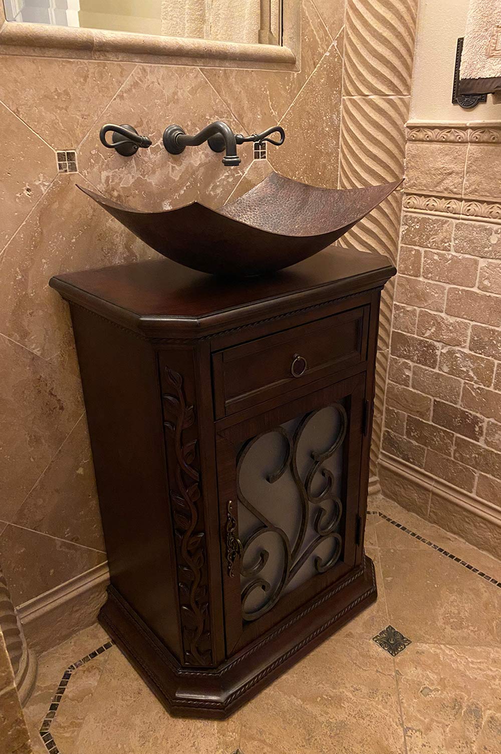 Premier Copper Products VREC18MSDB 18-inch Rectangle Modern Slope Hammered Copper Sink
