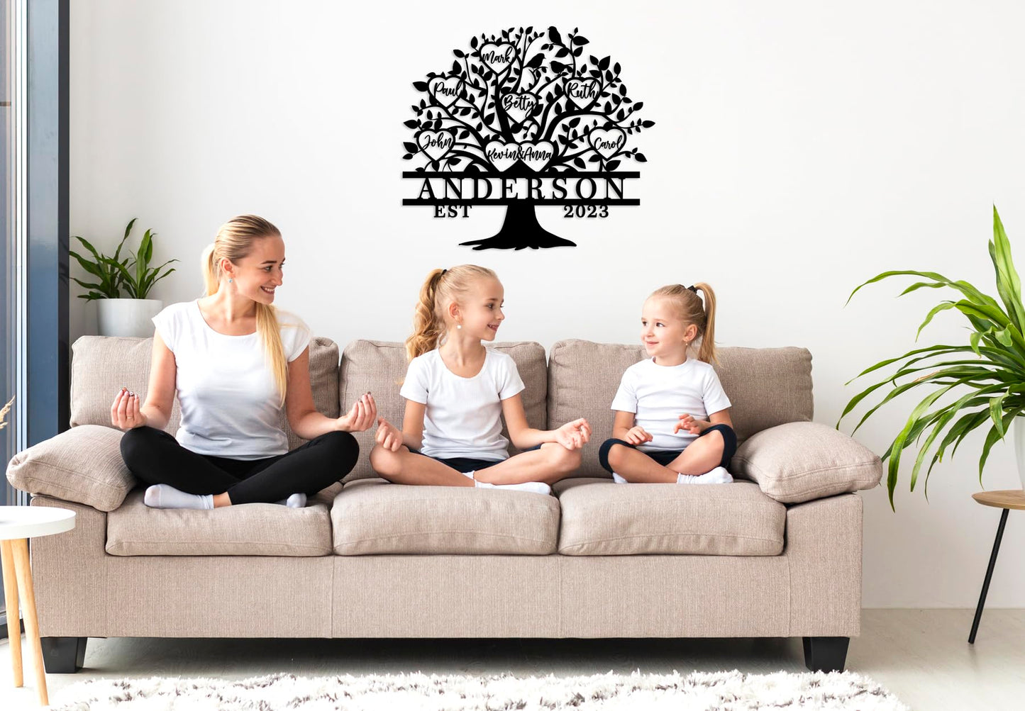Personalized Family Tree of Life Metal Wall Art - Custom Engraved Names Sign for Wedding Gifts, Home Decor, Anniversary - Elegant Metal Sign for Family Tree Display (12Inch - 52 Inch)