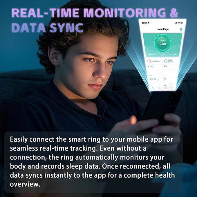Smart Ring for Men Women ??Fitness Tracker Ring with Heart Rate, SpO2, Blood Pressure, Sleep Monitoring, Step & Calorie Counter, No Subscription Fee, iOS & Android Compatible (Black, 9)