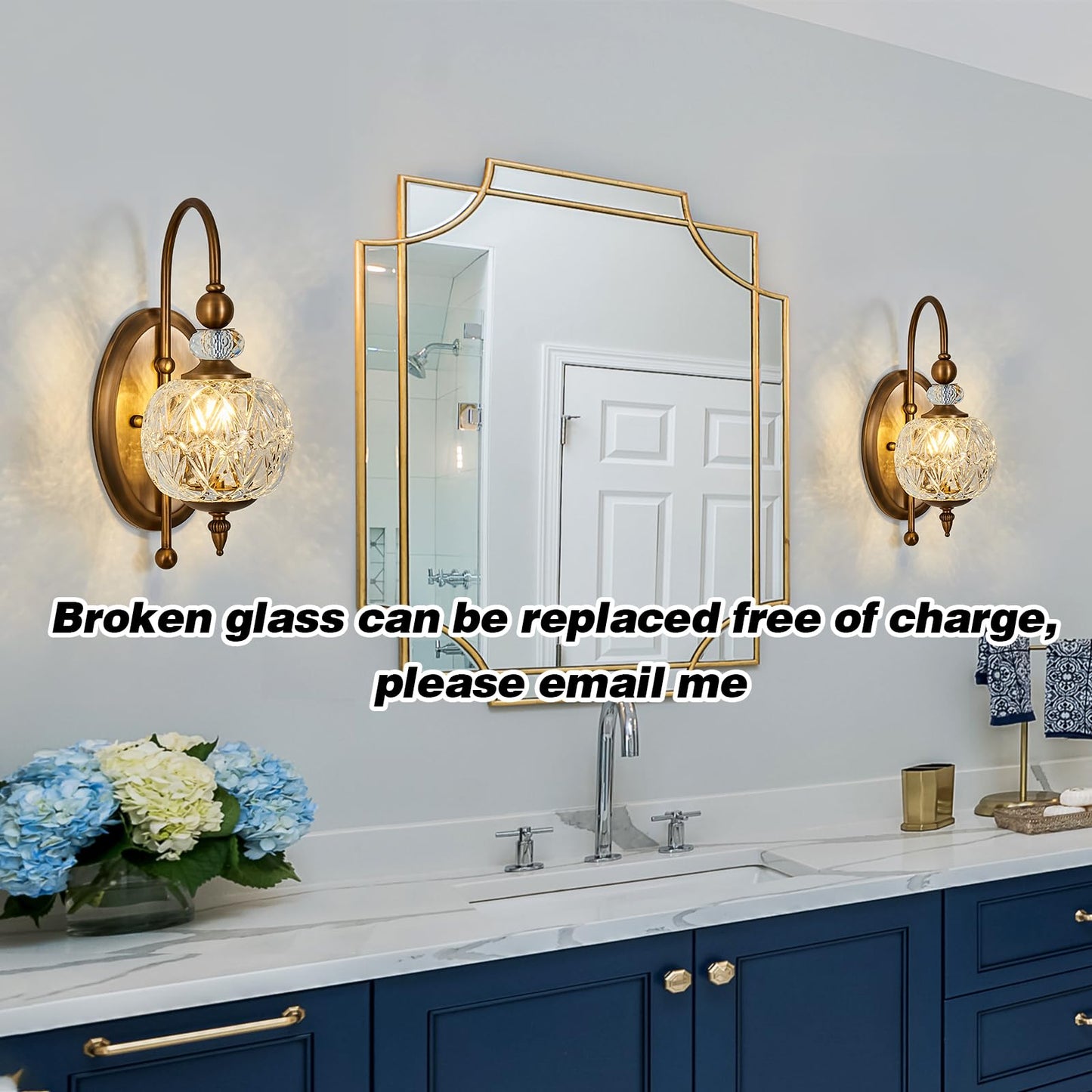 Piepooye Vintage Gold Wall Sconce with Glass Globe Shade Mid Century Brushed Brass G9 Bulb Vanity Light Indoor Wall Light for Bathroom Farmhouse Bedroom Living Room Hallway