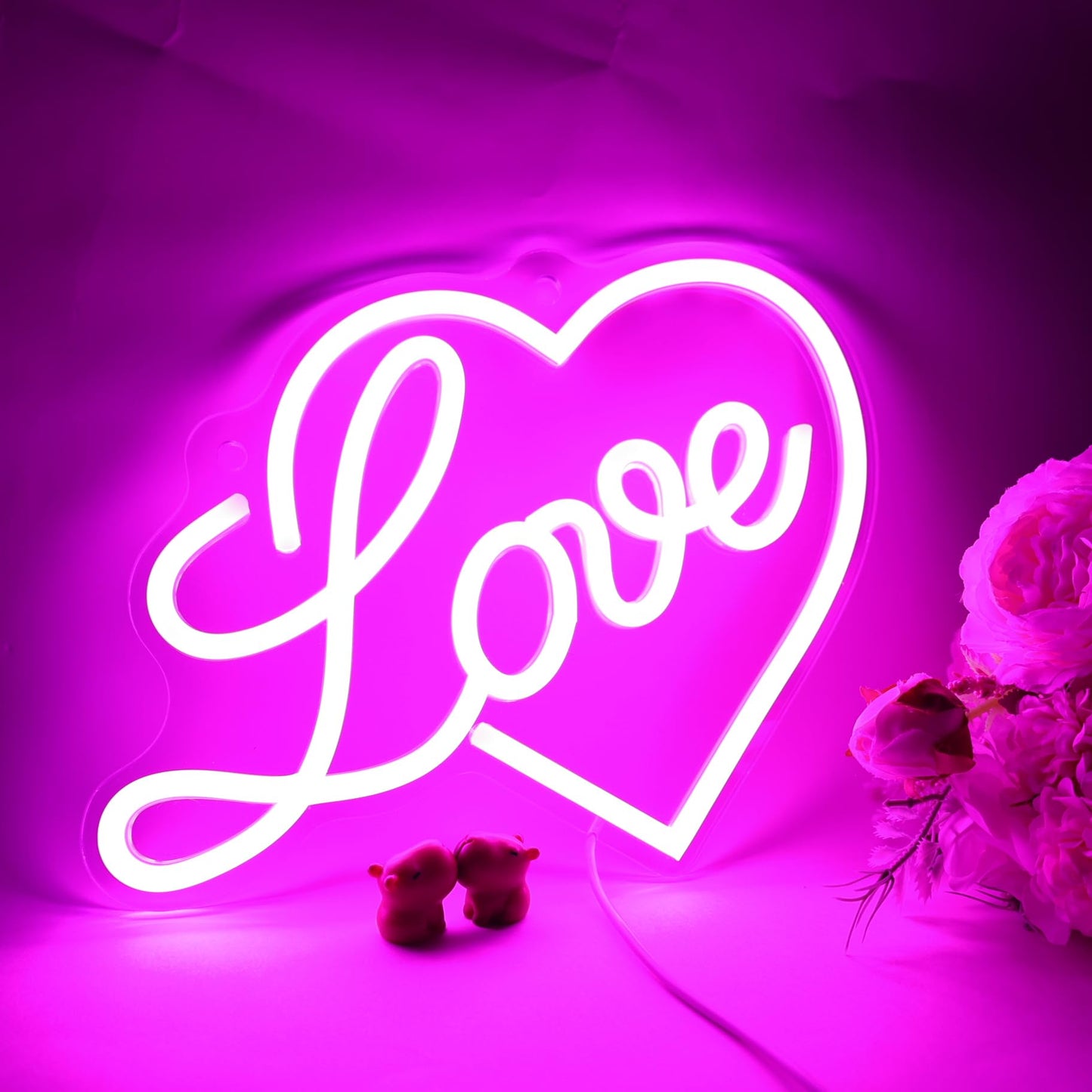 Anywin Love Heart Neon Signs for Wall Decor, Pink Gifts for Women Neon Light with Dimmable for Room Decor, Mother Day Father Day Engagement Wedding Anniversary Birthday Lovers Gift