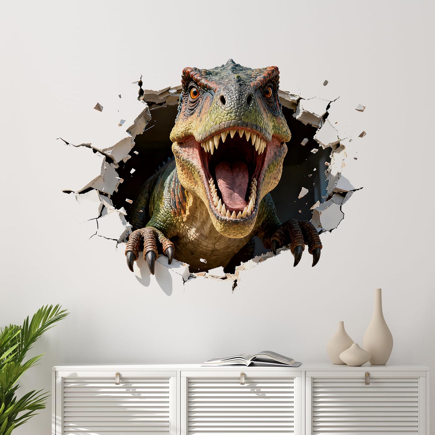 Dinosaur Wall Decals, 3D Large Dino Crack Wall Stickers - Peel and Stick Wall Art for Bedroom, Playroom & Classroom Decor