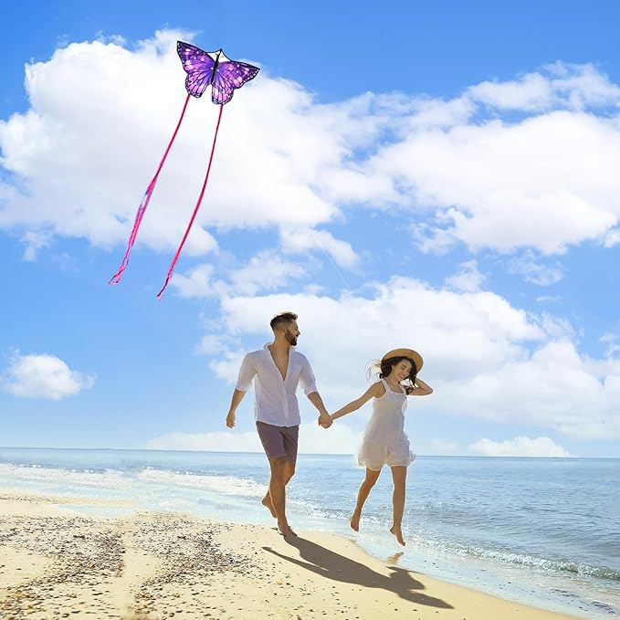 Large Butterfly Kite for Adults and Kids Ages 4-8 & 8-12 Easy to Fly, 55''X28'' Single Line Kite for Outdoor, Park or Beach.