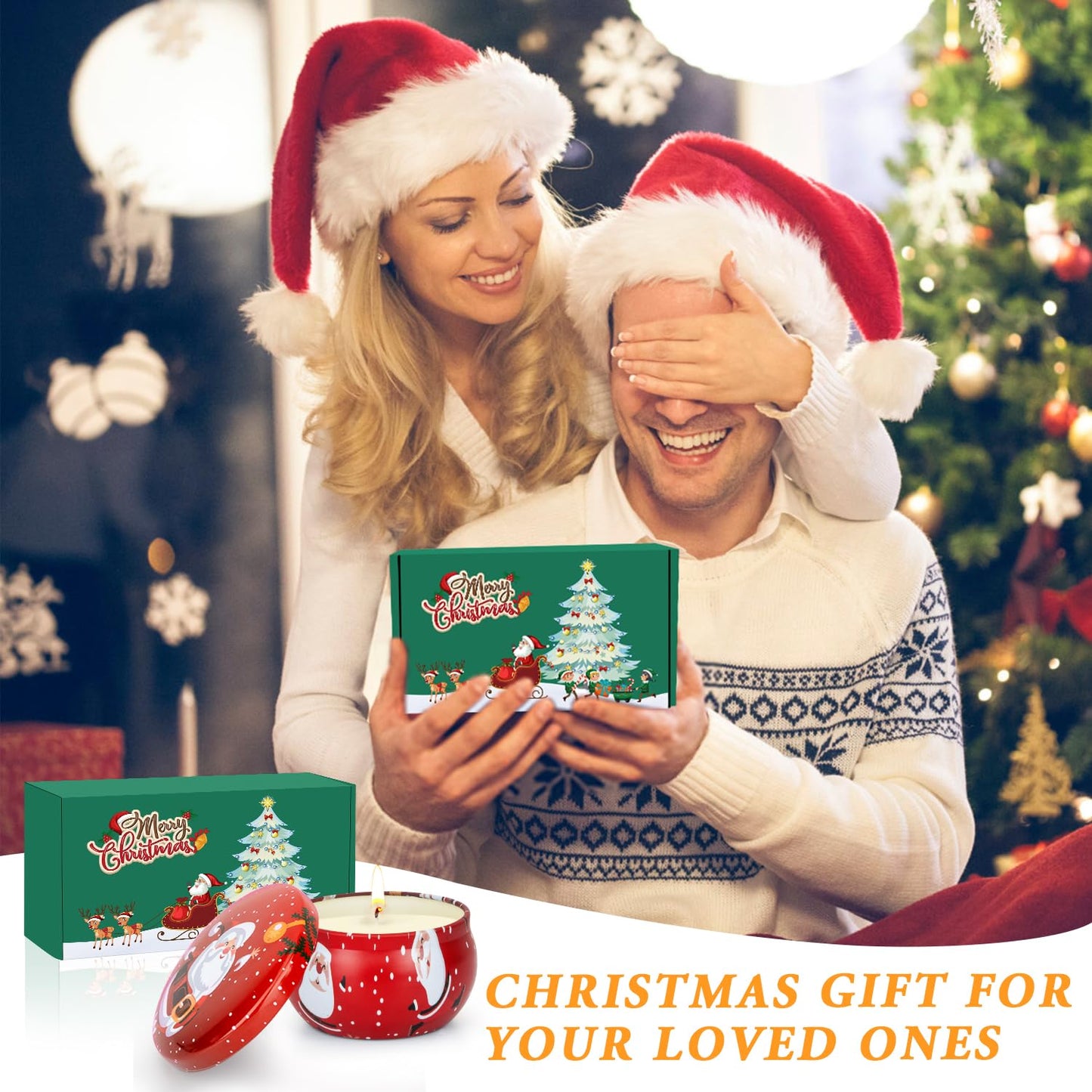 Christmas Candles Gifts Set for Women, 2 Pack Aromatherapy Scented Candle for Home Scented, Personalized Soy Candles Stocking Stuffers Gifts for Coworker Adults Friends Teacher Birthday Party