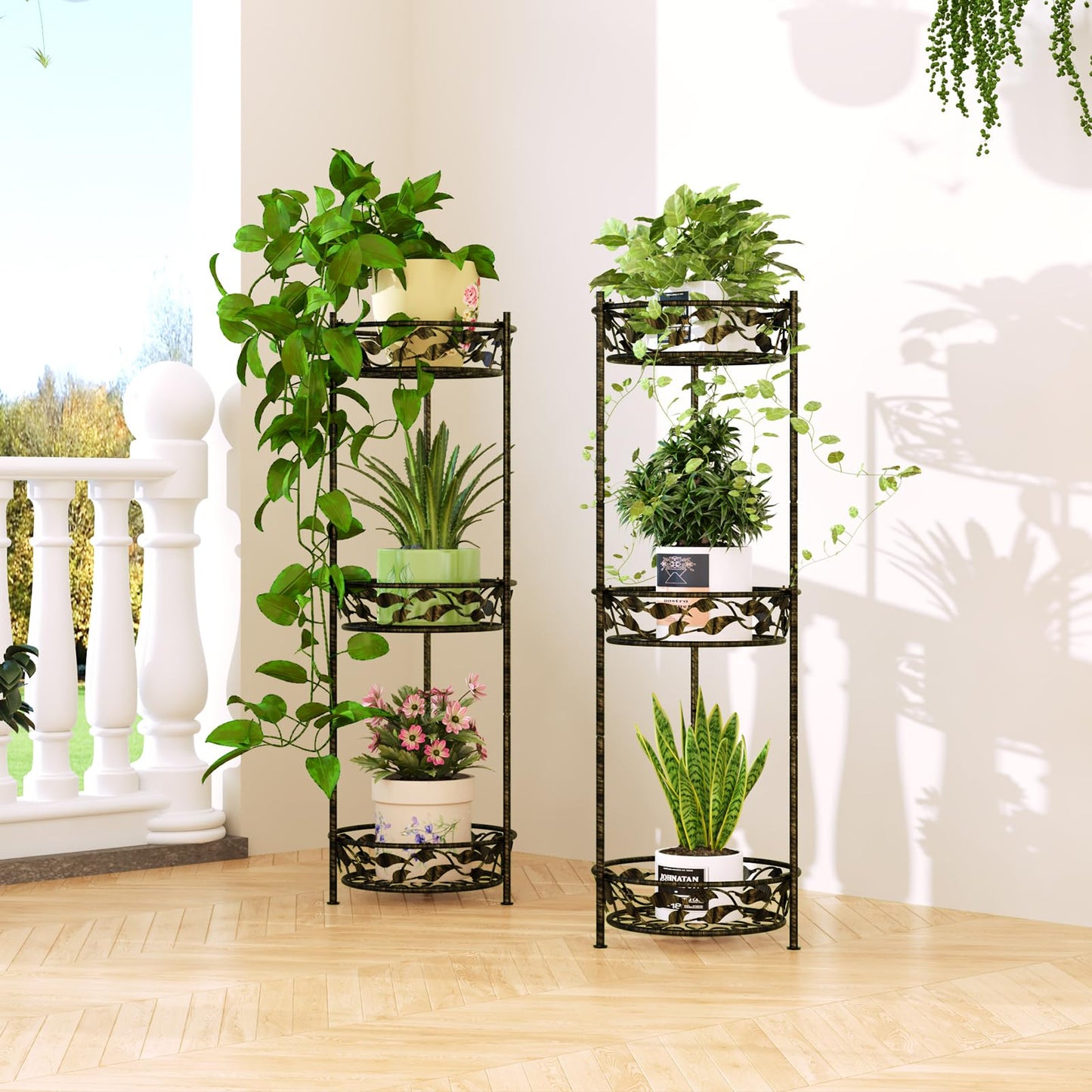 Kaelidra Plant Stand, Metal Plant Stand for Indoor Outdoor, Heavy Duty Tall 3 Tiers Plant Shelf for Multiple Plants Pots, Flower Pot Stand for Home, Patio & Garden (Copper)