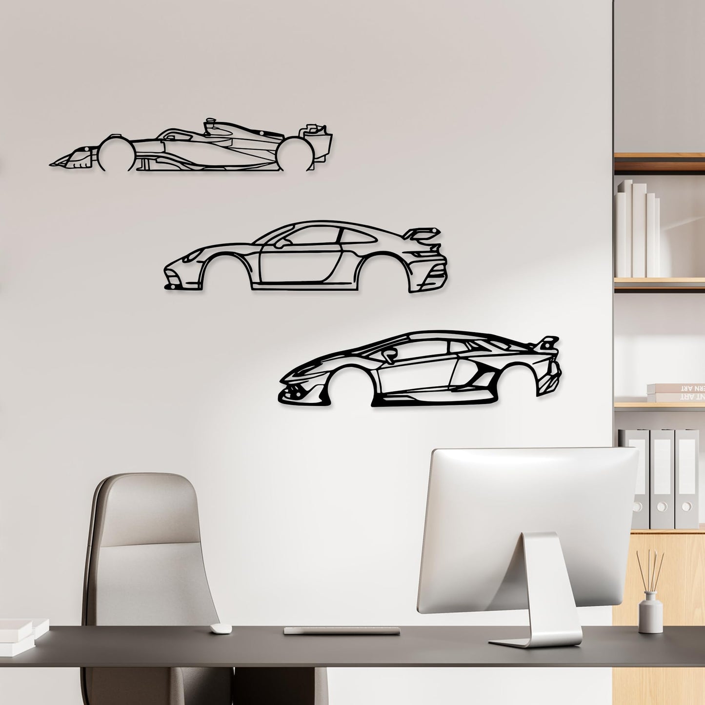 Xedatric Set Of 3 Car Wall Art Metal Racing Silhouette Wall Art Car Wall Decor Indoor Bedroom Home Car Room Decor Wall Decoration Gift For Car Lover Automan Gift