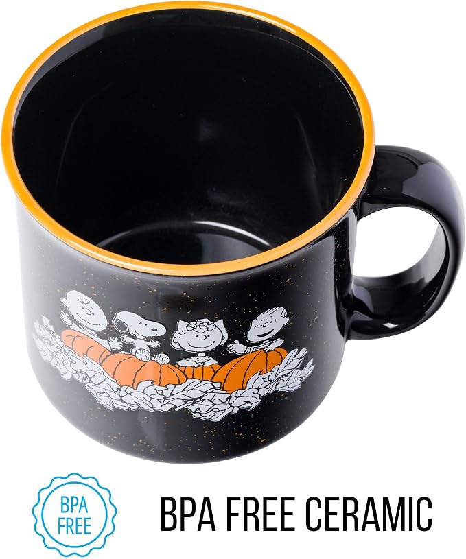 Silver Buffalo Peanuts Halloween Costumes Featuring Charlie Brown, Snoopy, Woodstock, Lucy, and Linus Ceramic Camper Mug, 20 Ounces