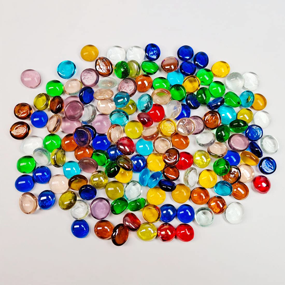 50PCS Mini Glass Gems,Mixed Colour Mancala Stones Flat Bottom Marble Beads for Home Decorative Art Craft Vase Filler(0.5"~0.7")