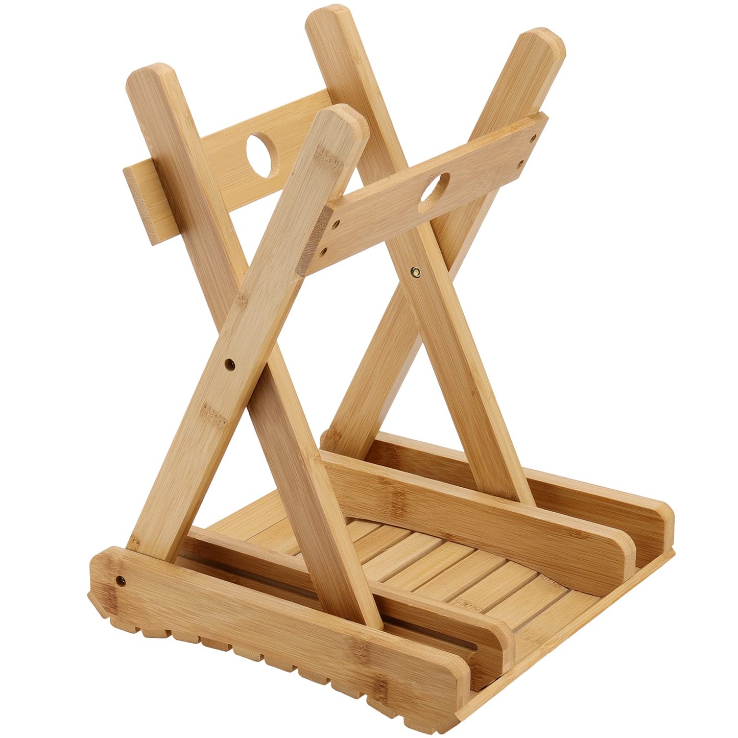 SINJEUN 2 Pack 12 Inch Natural Bamboo Folding Bench Seat Stool Bench for Bathroom, Spa, Sauna, Wooden Seat, Shower Bench Stool, Easy Assembled