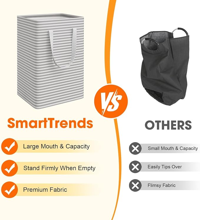 3 Pack Large Laundry Basket,Waterproof & Freestanding Laundry Hamper,Collapsible Clothes Hampers with Easy Carry Long & Reinforced Handles in Bathroom,College Dorm(125Lx3,Gray)
