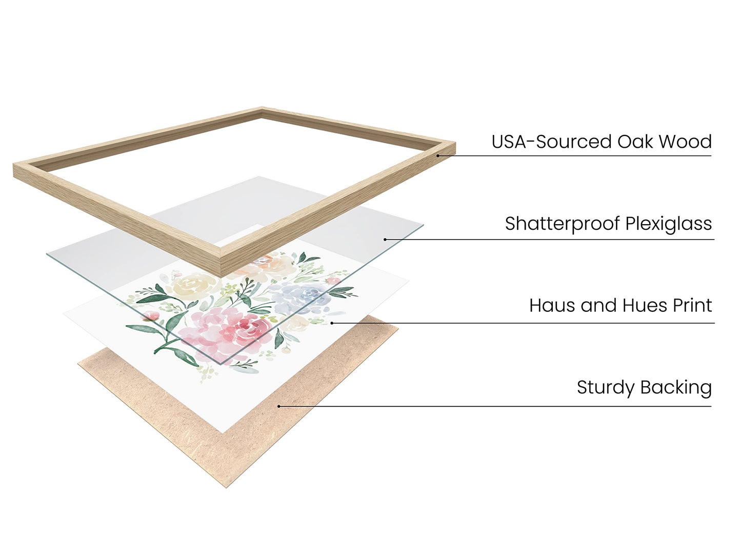 HAUS AND HUES Flower Wall Decor - Set of 4 Floral Wall Art, Framed Bouquet Pictures for Living Room, Bedroom, and Kitchen, Flower Pictures Wall Decor (Framed Beige, 11x14)