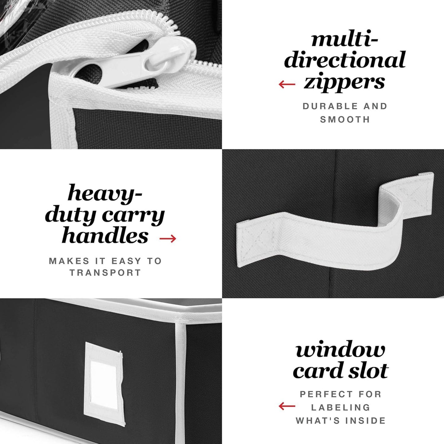 Premium Wrapping Paper Organizer Storage | Gift Wrap Holder With Extra Pockets for Christmas Decorations, Reinforced Handles, Heavy Duty, Ultra-Durable, Tear-Proof Fabric - Fits Up to 27 Rolls (Black)