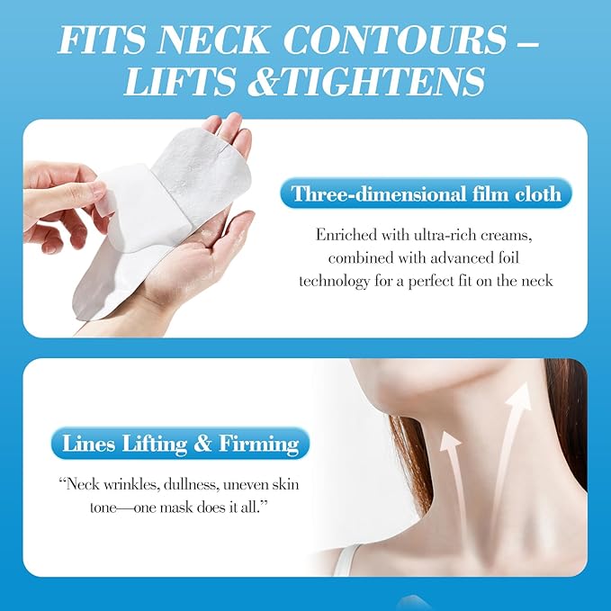 Bio-Collagen?‘Peptide Face Mask Sheets ??Gleam Foil Intensive Overnight Hydrate Face???¯Neck Masks for Moisturizing, Firming & Lifting Care ??8 Count(4 Face Masks + 4 Neck Masks)