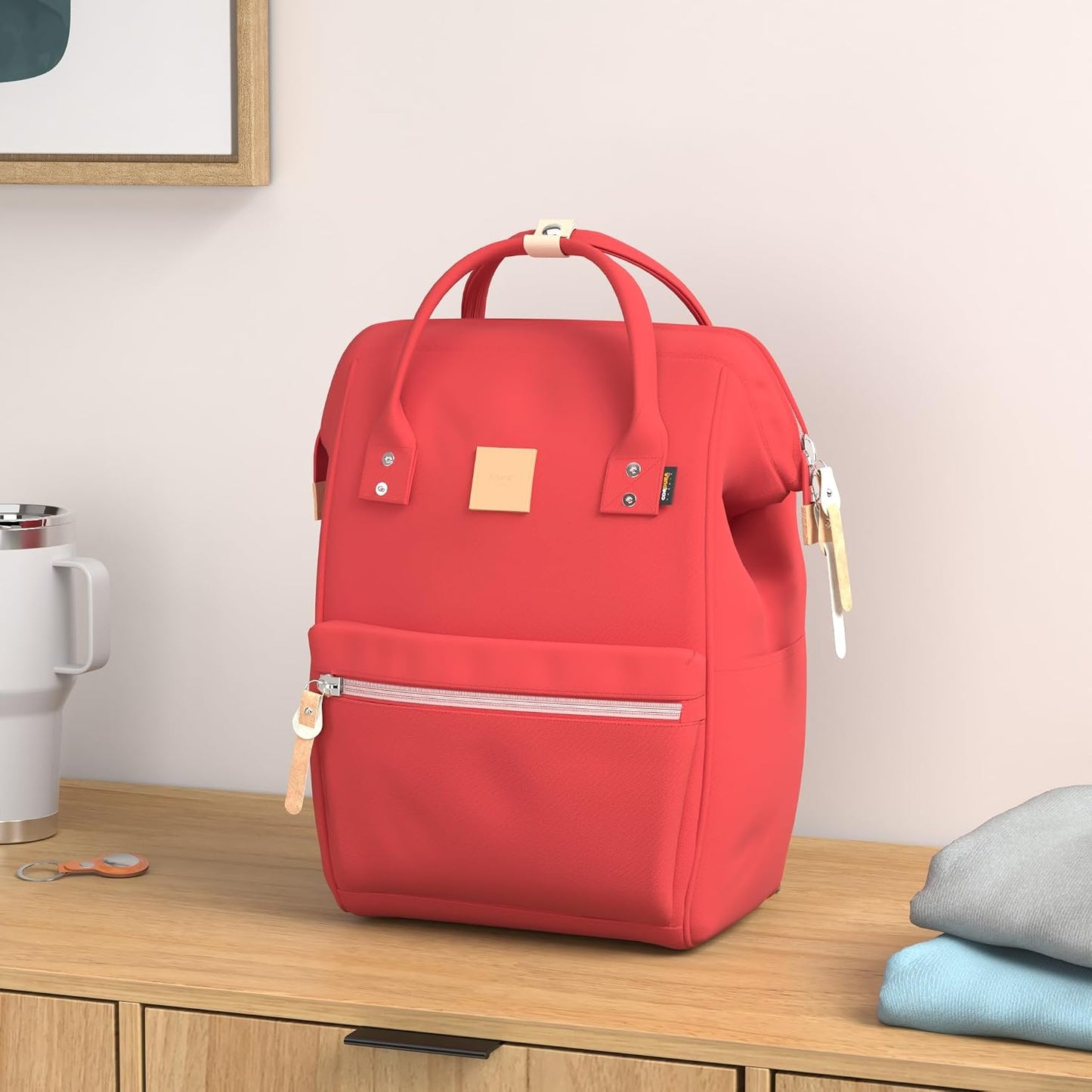 Backpack 17 Inch backpack (1882-Red&plus) Himawari Large Travel with Laptop Compartment Roomy Doctor Bag College