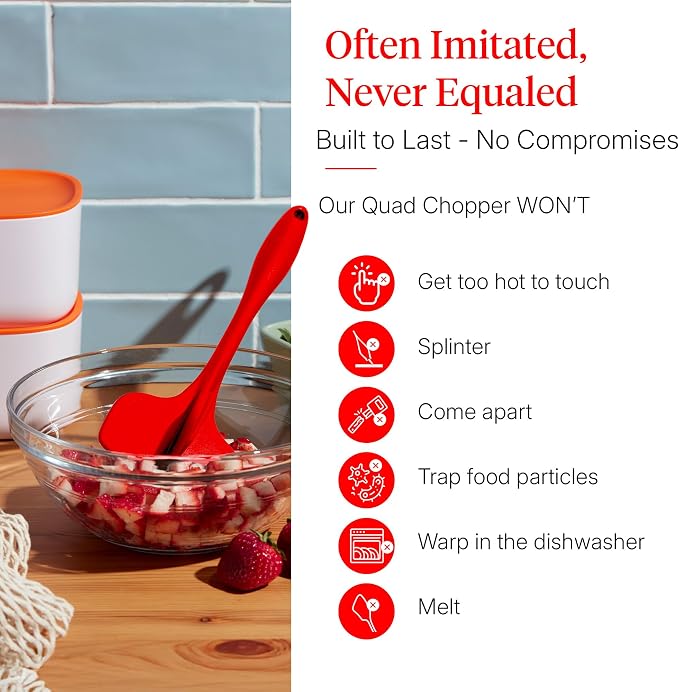 GIR: Get It Right Premium Silicone Quad Meat Chopper - 4 Blade Design - Kitchen Tools Meat Smasher for Ground beef, Potato Mash and Hamburger - Ultimate - 12 IN, Red