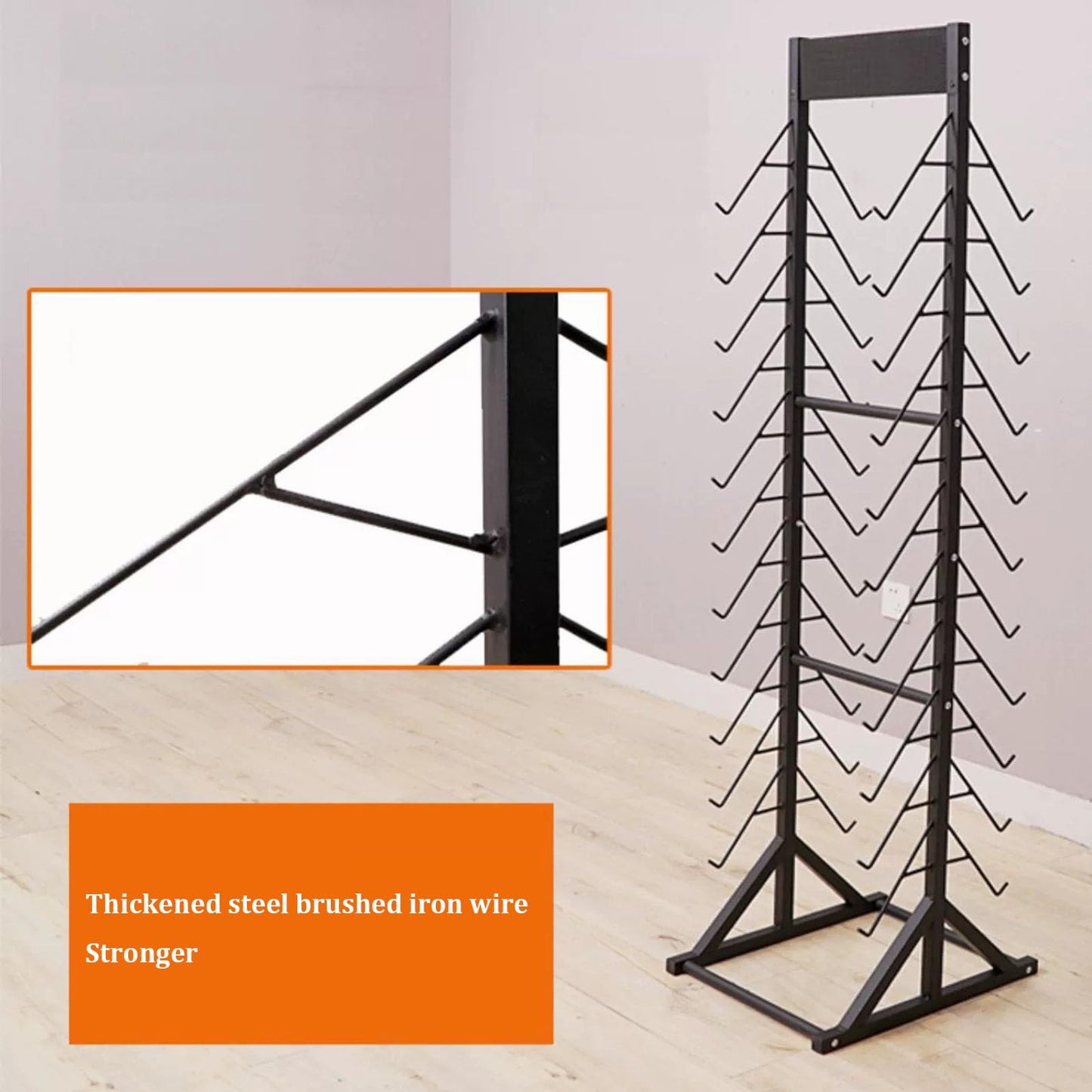 KOMFGT Metal Ceramic Tile Retail Display Rack,Wooden Floor Sample Holder Skirting Standing Slotted Flooring Display Shelf,Aluminum Gusset Skirting Sample Holder(Double-Sided18Pcs(Hookl305Mm))