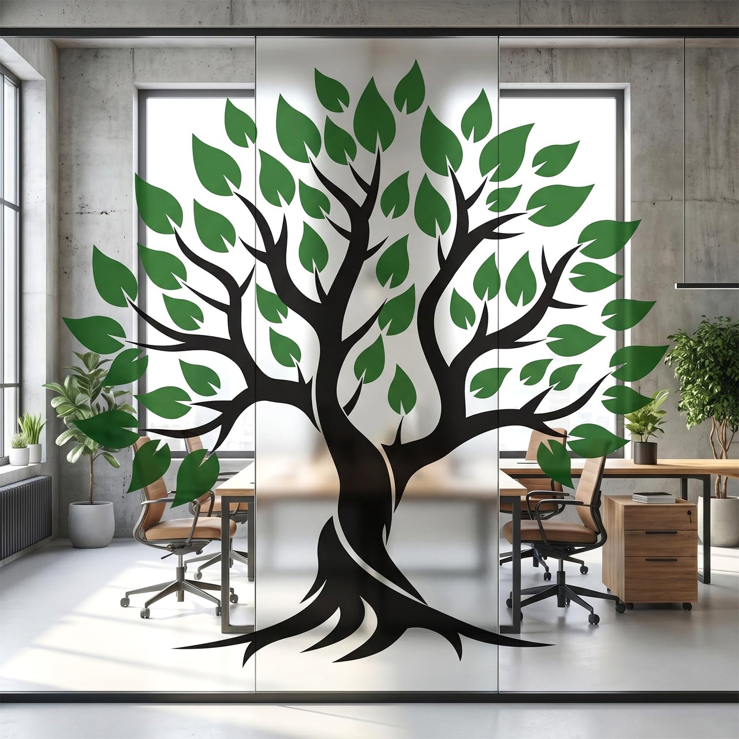 VePret Tree of Life Wall Decals Peel and Stick, Green Tree Wall Stickers, Removable Abstract Tree Home Room Wall Decor Art for Bedroom Living Room Classroom Office, Vinyl, Black and Green
