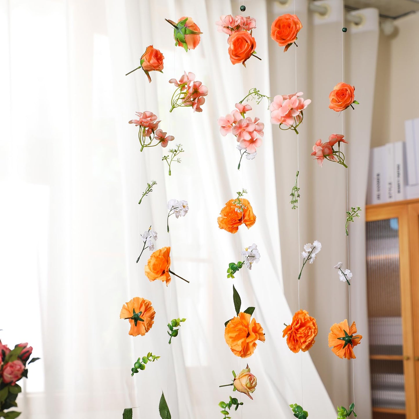 XunYee 6 Pcs 35.4 ft Flower Garlands Artificial Wildflower Vines Floral Hanging Backdrop Fake Flower Garlands Faux Silk Wildflower Vine for Wedding Bridal Shower Home Garden Wall Arch Decor(Rose)