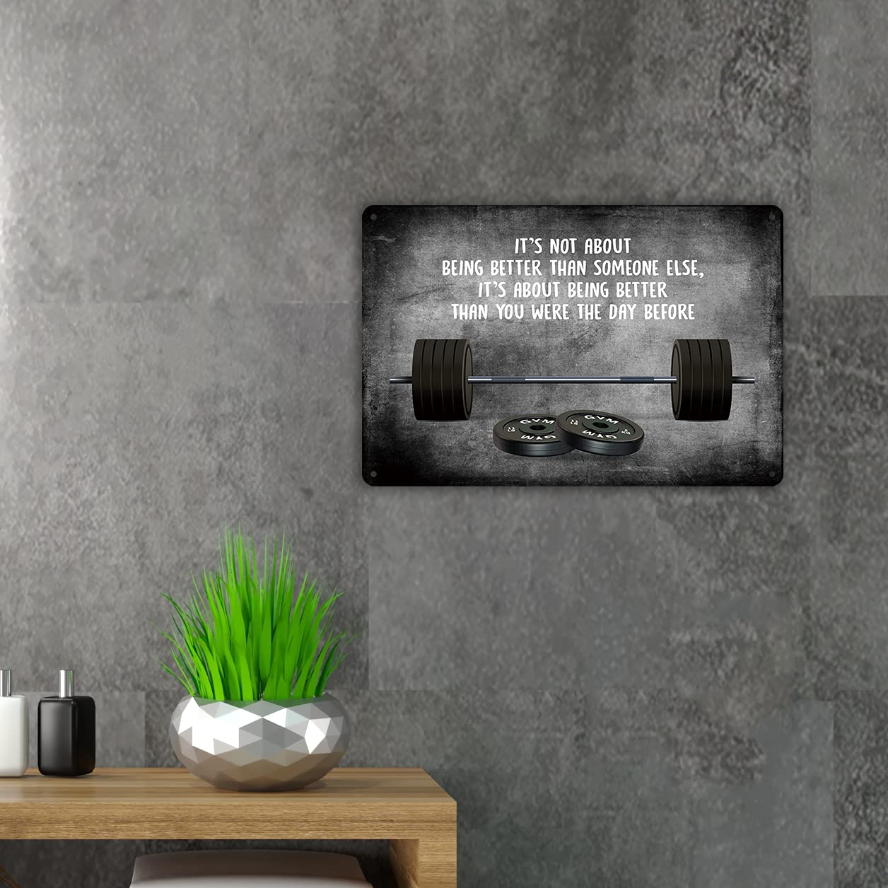 QIONGQI Motivational Quote It's Not About Being Better Than Someone Else Metal Tin Sign Wall Decor Inspirational Quote Fitness Gym Art Signs for Home Decor Gifts