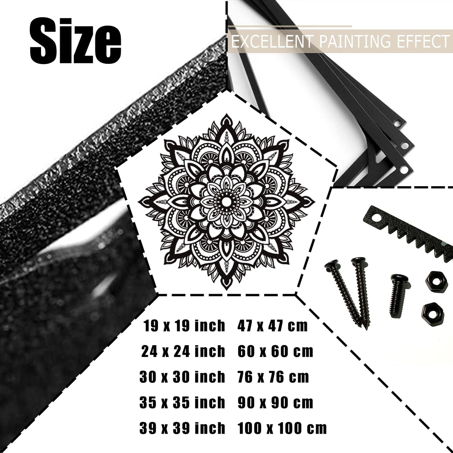 Mandala Metal Wall Art - Boho Wall Decor, Flower Metal Decorations for Bedroom, Unique Home Decor & Housewarming Gift (White, 24 x 24 inch / 60 x 60 cm)