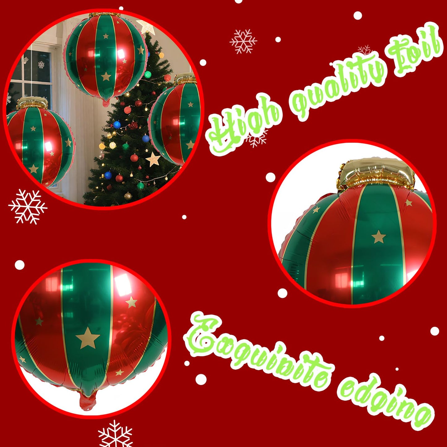 9PCS Christmas Balloon Decorations Set, Round Candy Lollipop Foil Balloon, Hanging Balls Balloons for Xmas Party, Holiday Home & Event Decoration