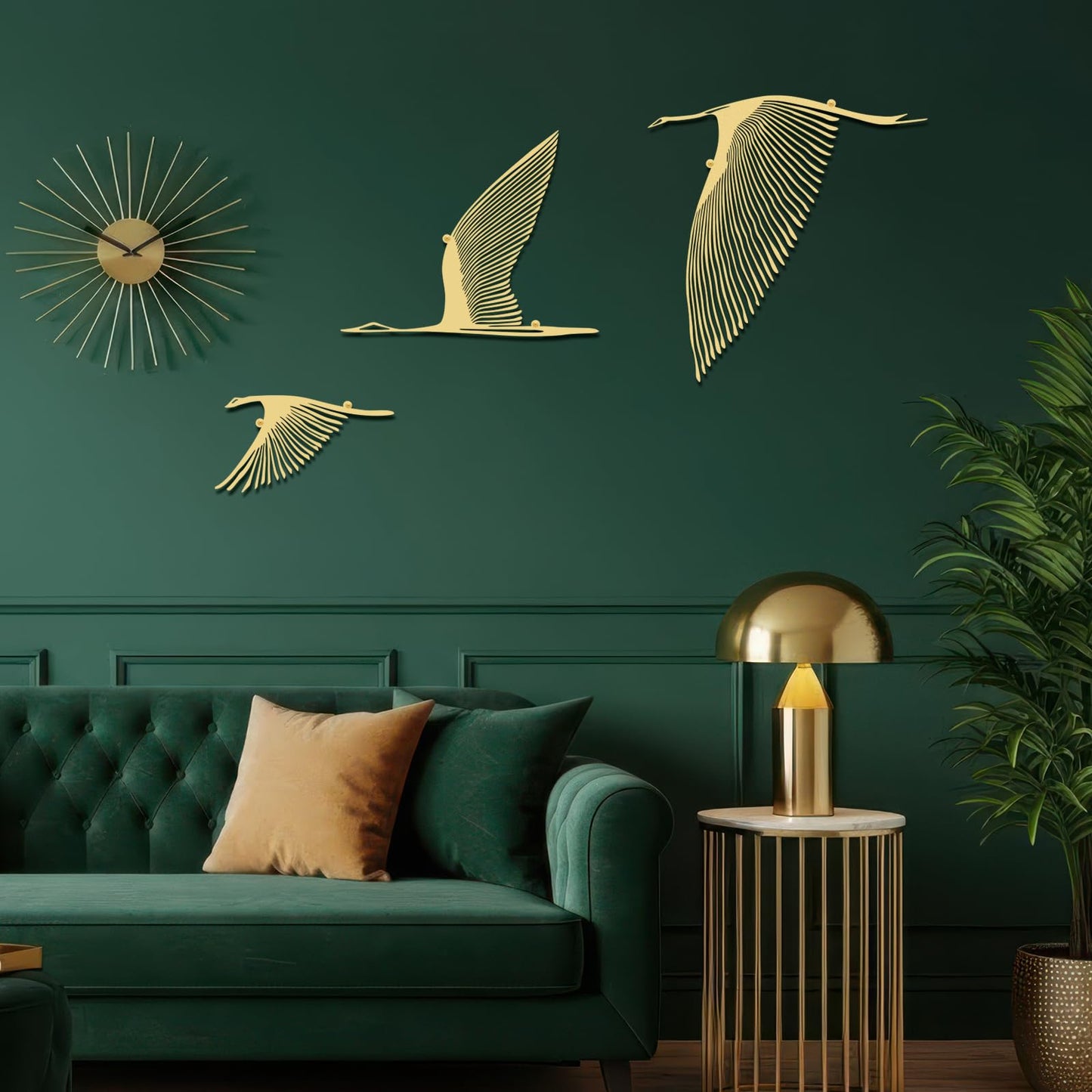 Pelopy 3 Pcs Gold Flying Birds Metal Minimalist Bird Art Wall Decor Rustic Modern Home Decor for Living Room Bedroom Yard Garden Gift for Mother's Day Housewarming