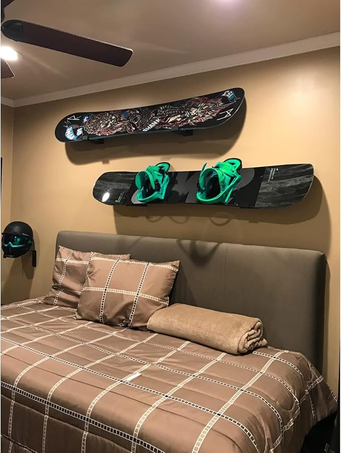 Poskad Snowboard Wall Rack,Ski Wall Mount Display, Home and Garage Snowboard Storage,Solid Aluminum Shelf Brackets.