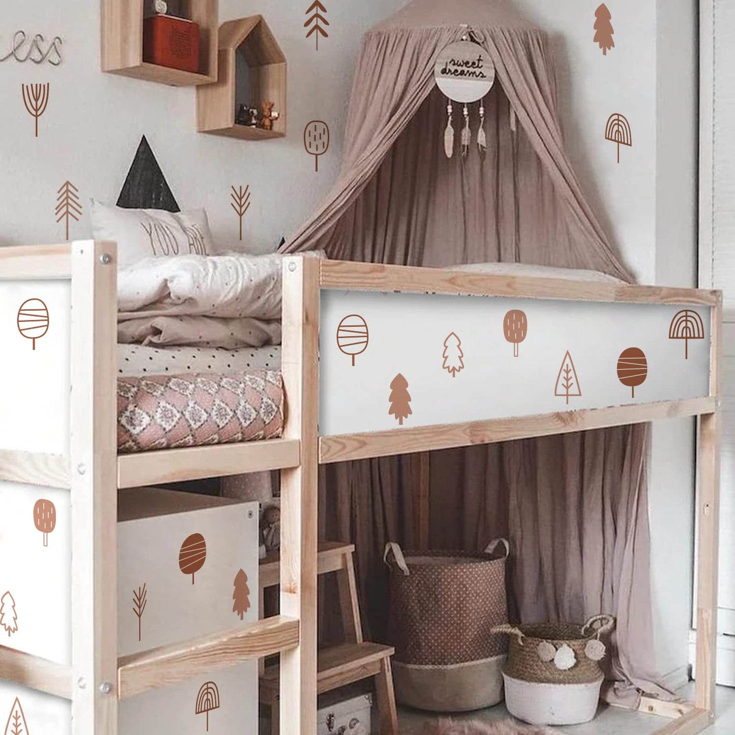 QUCHENG Boho Wall Stickers Girls Bedroom Removable Wall Decals Nursery Kids Room Decor Vinyl Murals DIY Cute Decorations 6 Sheets