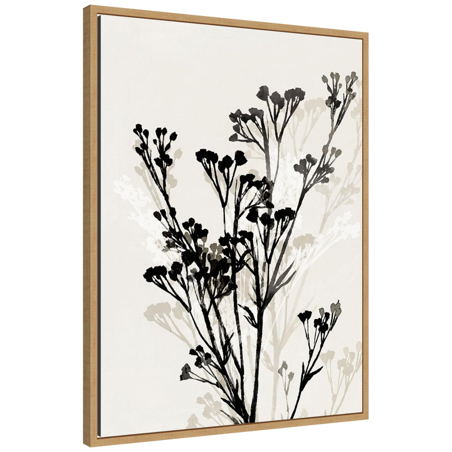 Amanti Art Framed Canvas Wall Art 30x23 Silhouettes of Delicate Blooms II by Aria K, Framed Wall Art Canvas, Flowers Artwork, Modern Contemporary Decor, Large Poster Painting for Living Room,