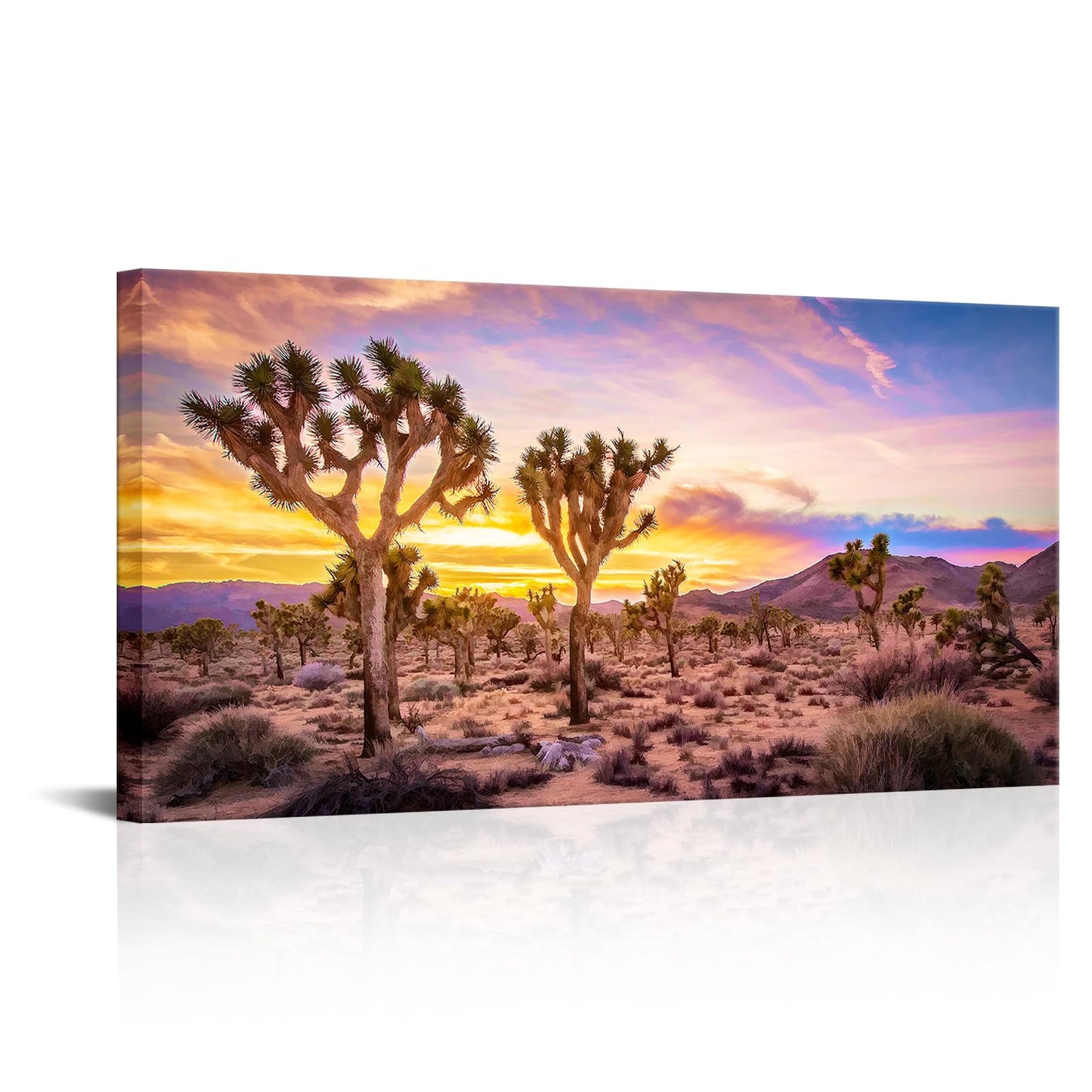 KLVOS Joshua Tree Landscape Canvas Print Southern California Desert at Sunset Pictures Wall Art Natural Artwork Painting Stretched and Framed Modern Living Room Bedroom Office Home Decor