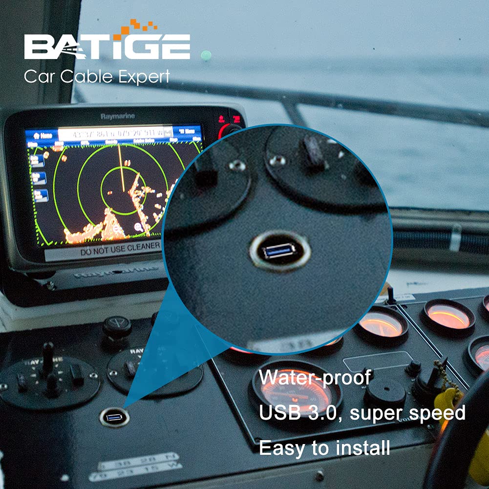 3.0 3ft BATIGE Single Port USB Male to Female AUX Car Mount Flush Cable Waterproof Extension for Car Truck Boat