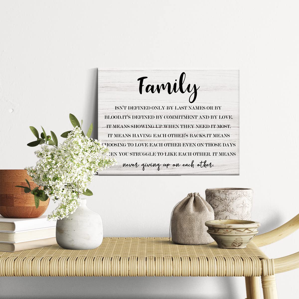 Rustic Family isn't Defined Canvas Painting Framed Wall Art Decor for Living Room Bedroom Home, Funny Farmhouse Family Quote Canvas Poster Print Present 11.5x15 inches