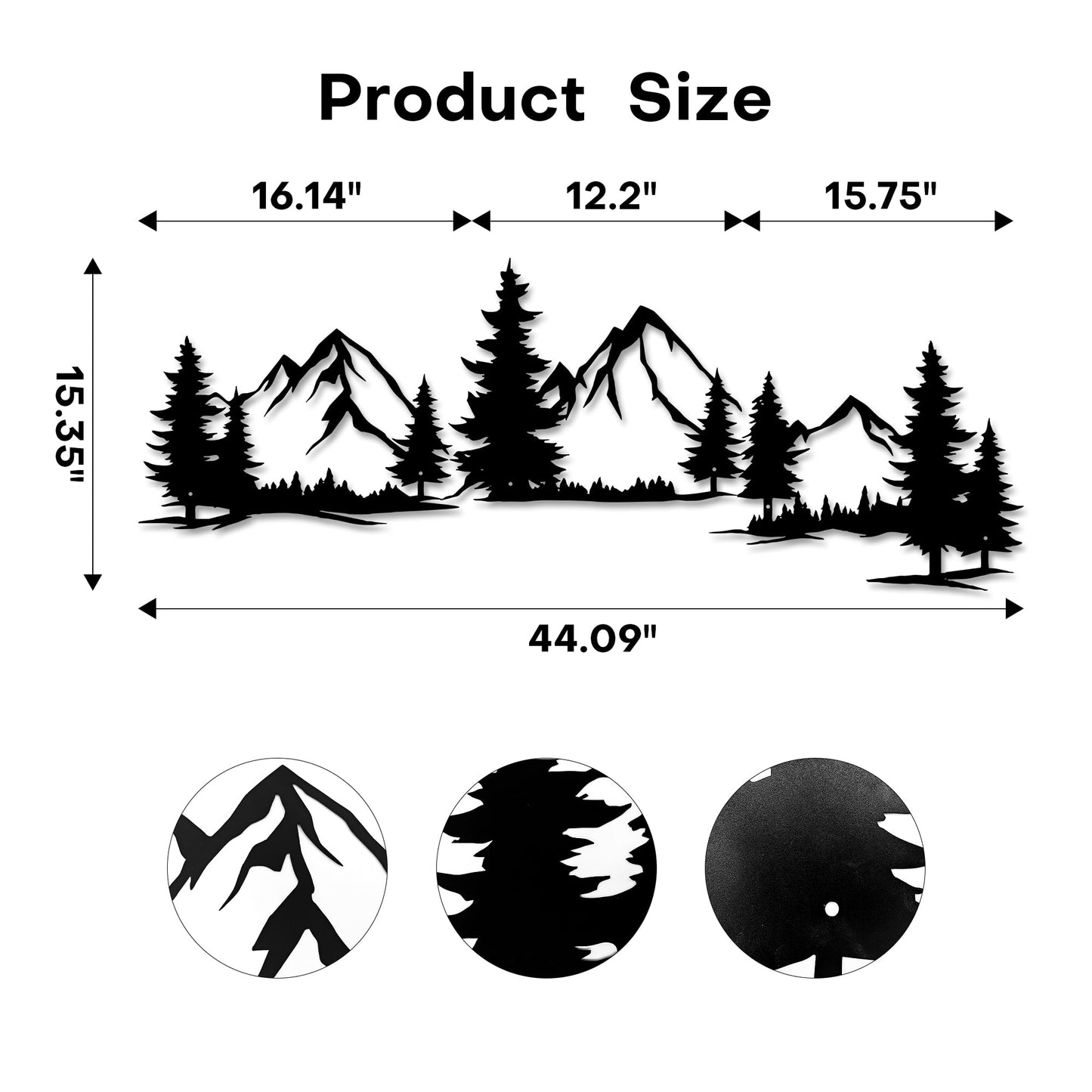 Xedatric 15.35 * 44.09 Inchs Mountain and Forest Metal Wall Decor, Horizontal Wall Art Nature Landscape, Large Metal Wall Art Evergreen Trees Forest Wall Decor,Housewarming Gift