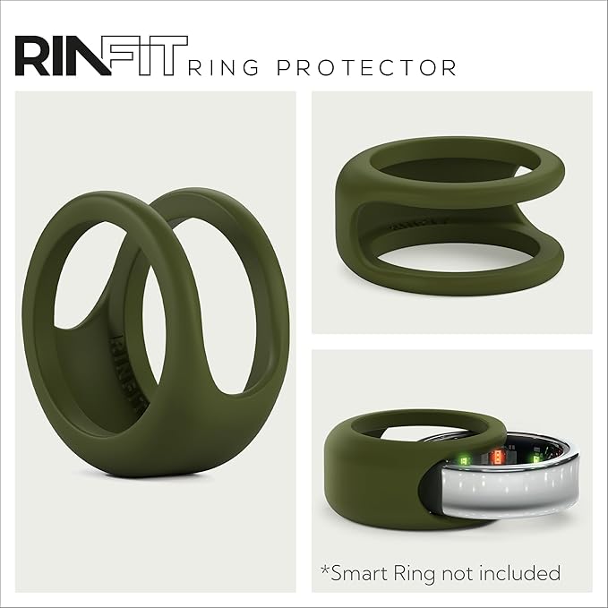Rinfit Smart Ring Protector - Silicone Ring Enhancer for Active Lifestyle and Gym - StyleFit U.S. Design Patent - Green, Size 8