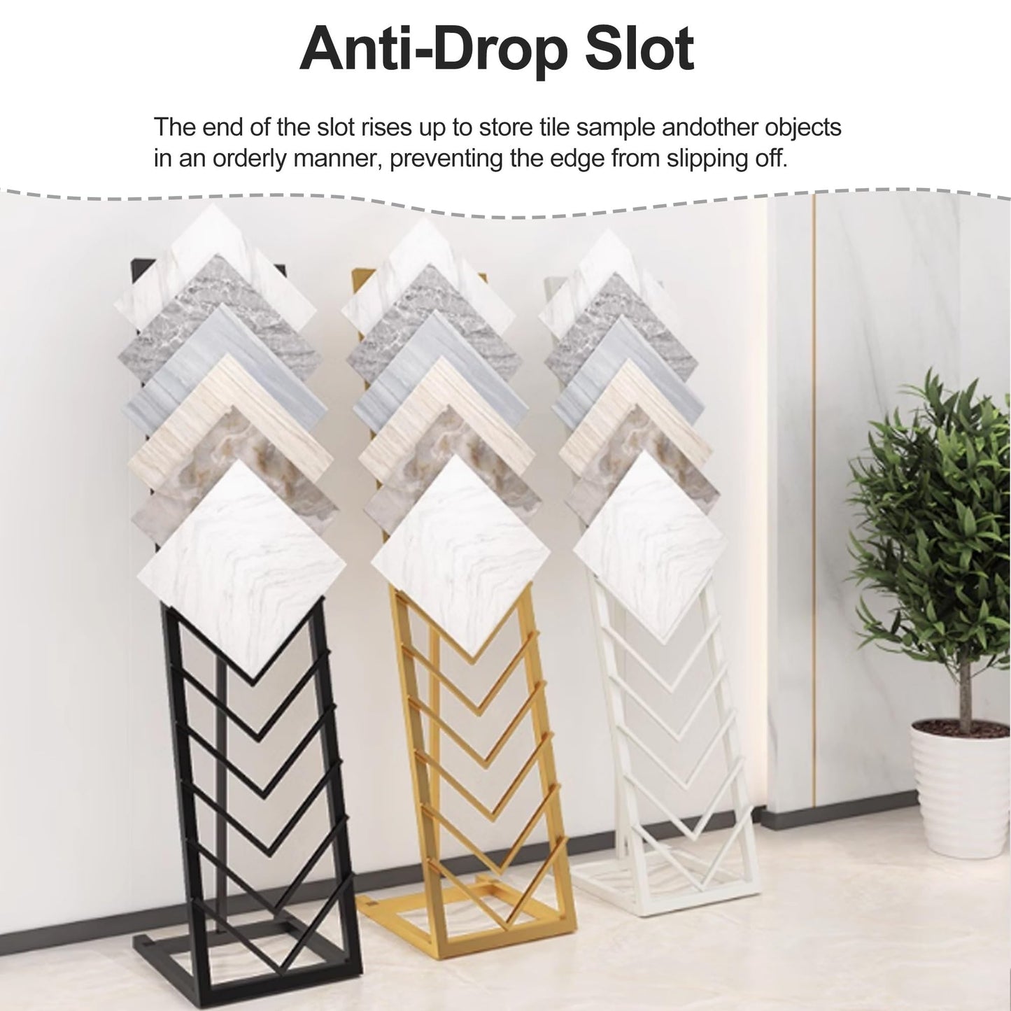 Tile Display Rack with 12 Card Slots, Store Display Rack, Freestanding Sample Display Stand, Organizer Shelf for Marble Slab/Wooden Boards/Door Sample, for Retail Stores/Trade Show, Black-40*50*160cm